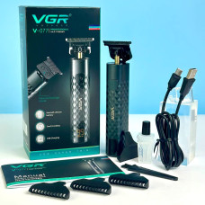 Тример VGR V-077 акумуляторний для окантовки та стрижки бороди, з 3-ма насадками та індикатором