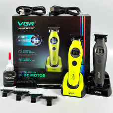 Тример VGR V-880T EXTERNAL ROTOR MOTOR (MIM BLADE, 4 насадки, док-станція)