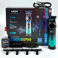 Тример VGR V-946 з технологією охолодження ICE TECHNOLOGY (4 насадки, 8000 RPM, 3000 mAh, LED Display)