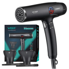 Професійний фен для волосся VGR V-469 (4 рівні обдування, 4 рівні температури, 2 насадки, 2400 Вт)