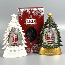 Нічник Різдвяна ялинка з фігурами, блискіткамиста підсвічуванням (2*AAA) 14,5см