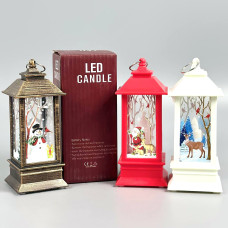 Нічник Різдвяний ліхтар зі свічкою та підсвічуванням (3*AG13) 13,5см