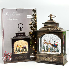 Новорічний нічник XMAS вінтажний ліхтарик WLD-24007A з блискітками та музикою (від мережі, 3*АА) 29,5см