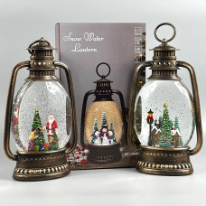 Новорічний нічник XMAS вінтажний ліхтарик WLD-24028A з блискітками та музикою(від мережі, 3*ААА) 28,5см