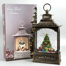 Новорічний нічник XMAS вінтажний ліхтарик WLD-24061D з блискітками та музикою(від мережі, 3*АА) 32,5см