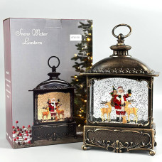 Новорічний нічник XMAS вінтажний ліхтарик WLD-24073A з блискітками та музикою (від мережі, 3*АА) 28см