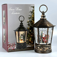 Новорічний нічник XMAS вінтажний ліхтарик WLD-24077B з блискітками та музикою (від мережі, 3*АА) 25см