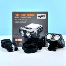Ліхтар налобний SH-T808-2XPE+20SMD White, Red light (Motion Sensor, Li-Ion акумулятор, велокріплення, Type-C)