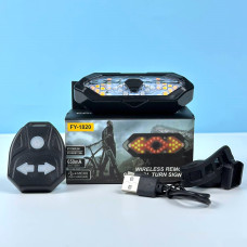 Велофара FY-1820 Red, Yellow light (вбудований акумулятор, із зазначенням поворотів, з пультом управління, Micro)