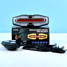 Велофара LY-5510 Red, Yellow light (Li-Ion акумулятор, із зазначенням поворотів, з пультом управління, CR2032, Type-C)