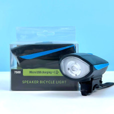 Велофара з сигналом 7588 (виносна кнопка, Waterproof, вбудований акумулятор 14500, Micro)