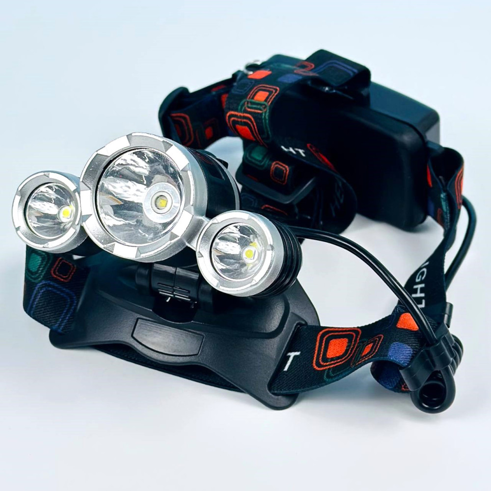 Ліхтар налобний RJ 3000 T6 (3LED + 2 акумулятори 18650)