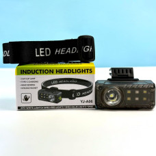 Ліхтарик налобний YJ-A06 Red light (LED, 6SMD RGB, Motion Sensor, Li-Ion акумулятор, магнітний, Type-C)