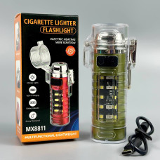 Ліхтар-запальничка 8811 White, Red, Blue light (COB, Li-Ion акумулятор, Type-C)