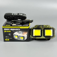 Ліхтар налобний HX-816S White, Red Light (2COB, Motion Sensor, Waterproof, акумулятор 18650, Type-C)