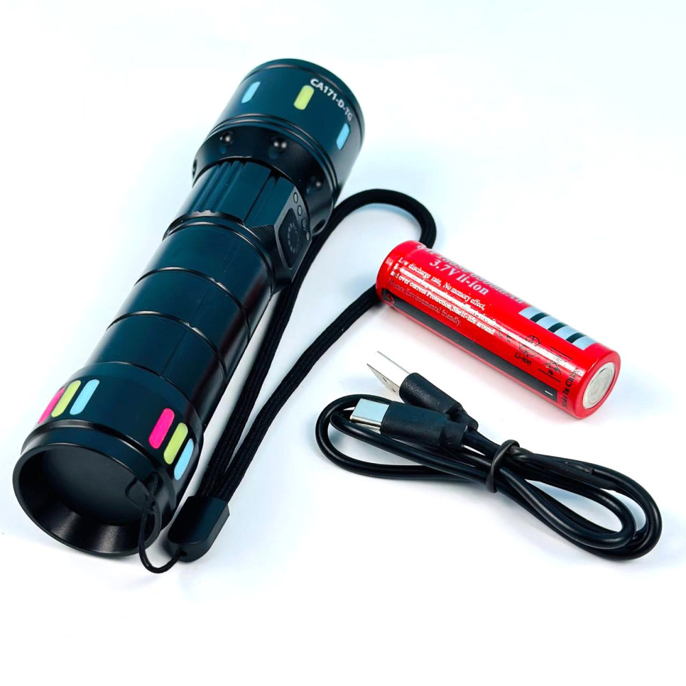 Ліхтар CA171-D WHITE LASER LED PM10-TG, індикація заряду (1 акумулятор 18650, 3xAAA, zoom, Type-C)