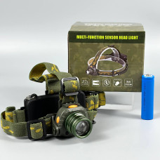 Ліхтар налобний 6616-T6 (Motion Sensor, 1*18650, Zoom, 220, 12V)