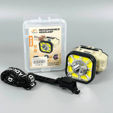 Ліхтар налобний 826XS-XPE+8COB White, Red light (Motion Sensor, 1*18650, велокріплення, Type-C)