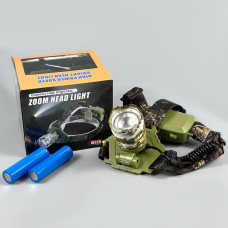 Ліхтар налобний W328-2 White light (TG, 2*18650, Zoom, Type-C)