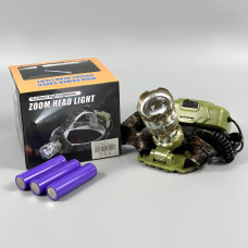 Ліхтар налобний W328M-3 White light (TG, Power bank, 3*18650, Zoom, Type-C)