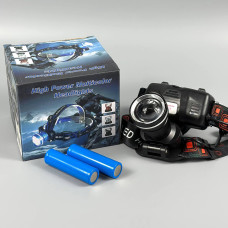 Ліхтар налобний W518 White light (TG, 2*18650, Zoom, Type-C)