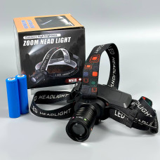 Ліхтар налобний W528 White light (TG, 2*18650, Zoom, Type-C)