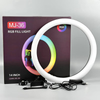 Кільцева світлодіодна Led Лампа MJ36 RGB 14inch із затискачем для телефону 36см