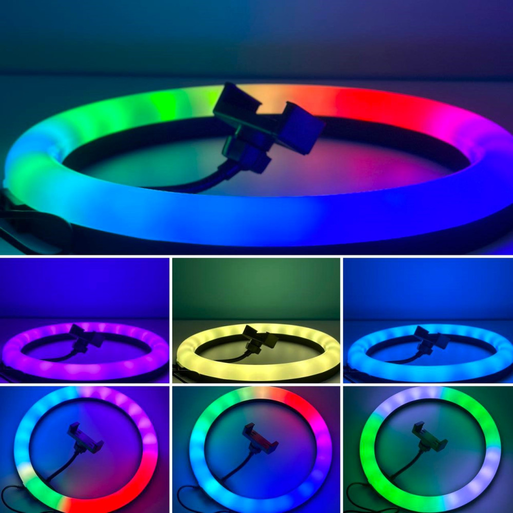 Кільцева світлодіодна Led Лампа 26см MJ26 RGB 10inch із затискачем для телефону