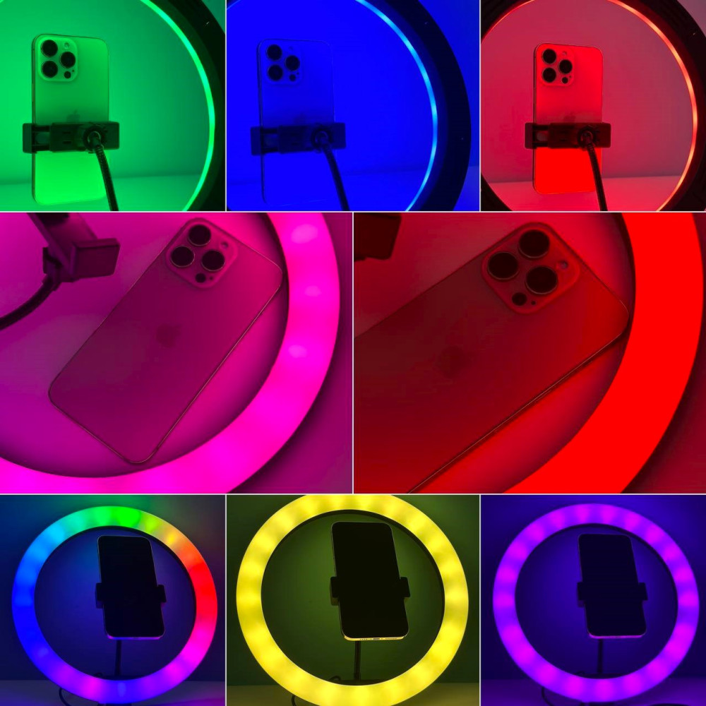 Кільцева світлодіодна Led Лампа 26см MJ26 RGB 10inch із затискачем для телефону