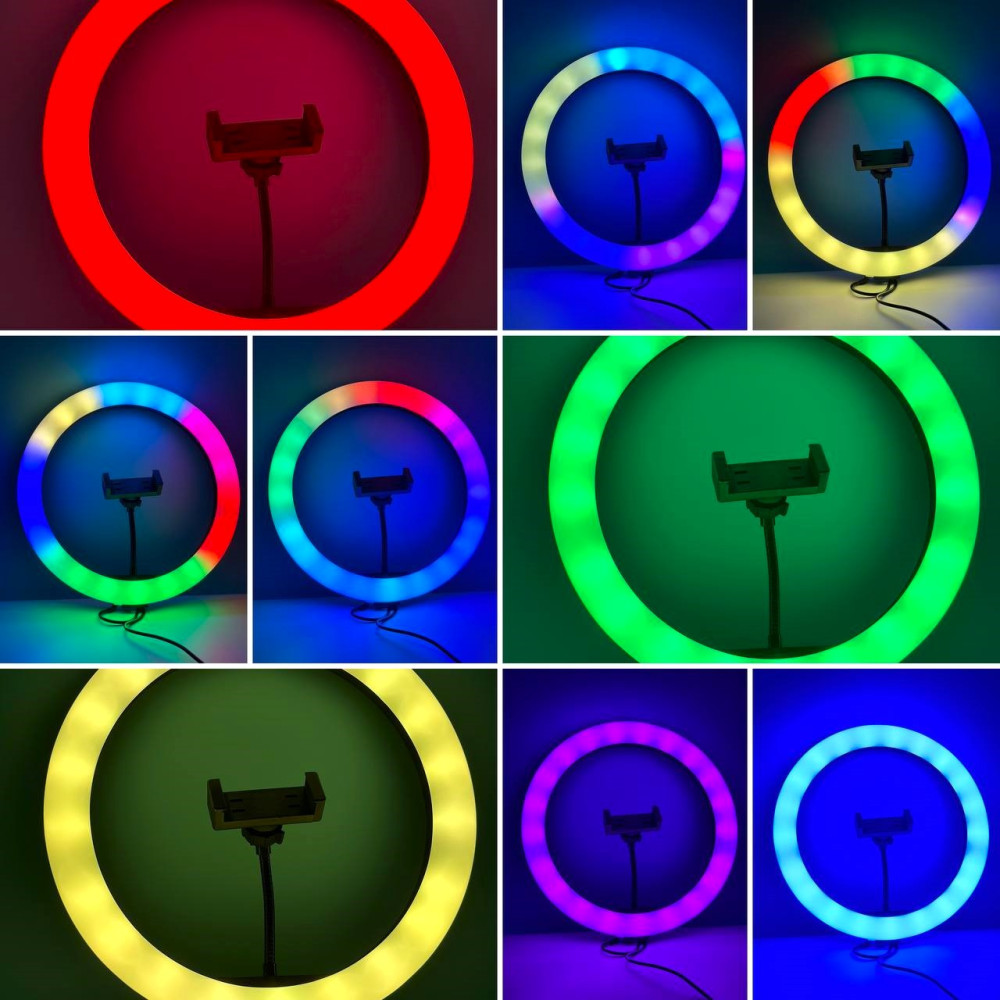 Кільцева світлодіодна Led Лампа 26см MJ26 RGB 10inch із затискачем для телефону