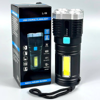 Ліхтар L-S03, L19 4 LED+СОВ (Вбудований акумулятор, індикатор заряду,  Micro)
