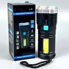 Ліхтар L-S03, L19 4 LED+СОВ (Вбудований акумулятор, індикатор заряду,  Micro)