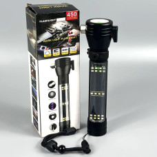 Ліхтар Multifunction T09-450 Lumens, White, Red, Blue Light з сигнальною сиреною+ сонячна панель (склобій, різак, Power Bank, Micro)