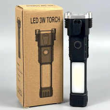 Ліхтар Multifunctional T09-3W Led склобій, різак та бічне світло (Power Bank, Вбудований акумулятор, Micro)