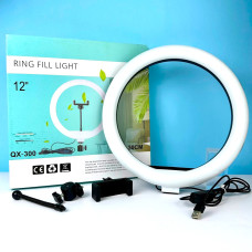 Кільцева світлодіодна Led Лампа 30см HX-300 (QX-300) кріплення під штатив та телефон діаметром 12 дюймів