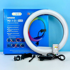 УЦІНКА Кільцева світлодіодна Led Лампа 33см LJJ-33 RGB 13inch з пультом та із затискачем для телефону (пошкоджена упаковка)