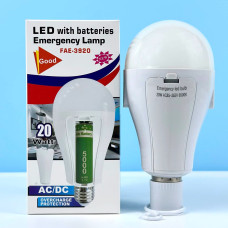 Світлодіодна лампа, для кемпінгу LED FAT-3920 Bulb 20W  (2 акумулятори 18650 - 6500K, патрон)