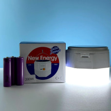 Лампа для кемпінгу New Energy 200W,3600mAh 6800-7300К (+3 акумулятори 18650)+Solar