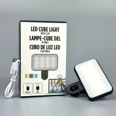 Портативне відеосвітло Led Cube Light із затискачем для селфі, триколірний режім 500mAh