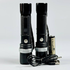 Ліхтарик W300-WP (LED, Zoom, 4 режима, кабель+ акумулятор 18650) без упаковки