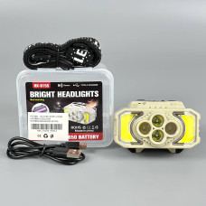 Ліхтар налобний HX-815S White, Red light (4XPE+2COB, Motion Sensor, Waterproof, 1 акумулятор 18650, Type-C)