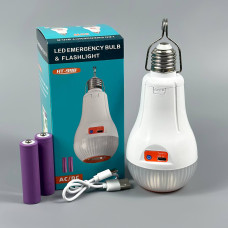 Світлодіодна лампа для кемпінгу LED + Ліхтар HT-998 Bulb 20W (2 акумулятори 18650, патрон, Type-C)