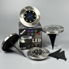 Світильник вуличний садовий SOLAR LED SL-600 із сонячною панеллю на 8 діодів, жовтий колір (4шт.)