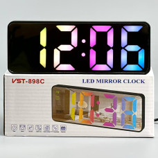 Настільний годинник VST-898C (RGB підсвітка, дата, температура, будильник, дисплей DC-5V, 2хАAA)