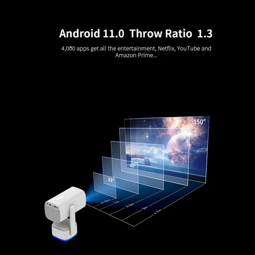 Проектор портативний K2 4К (Android 11, 230 ANSI, Bluetooth + WiFi, 1Gb + 8Gb)