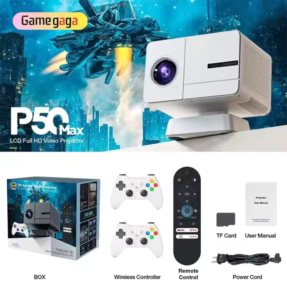 Проектор + 3D Game P50Max (800 Ansi, Bluetooth + WiFi, 1080P, 2Gb+16Gb)