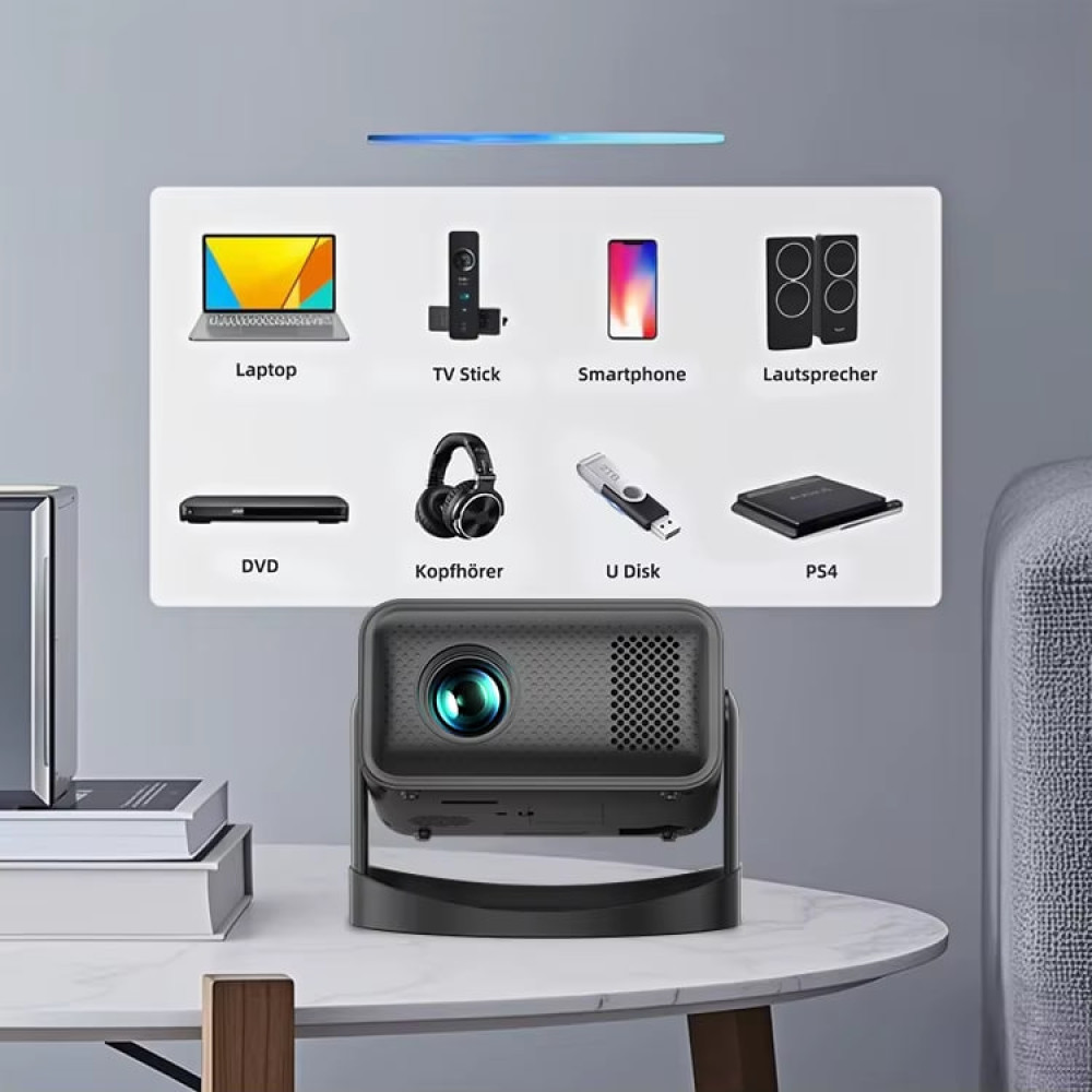 Проектор V8 (Android 11, 240 lumen, Bluetooth+WiFі, 1920*1080P)