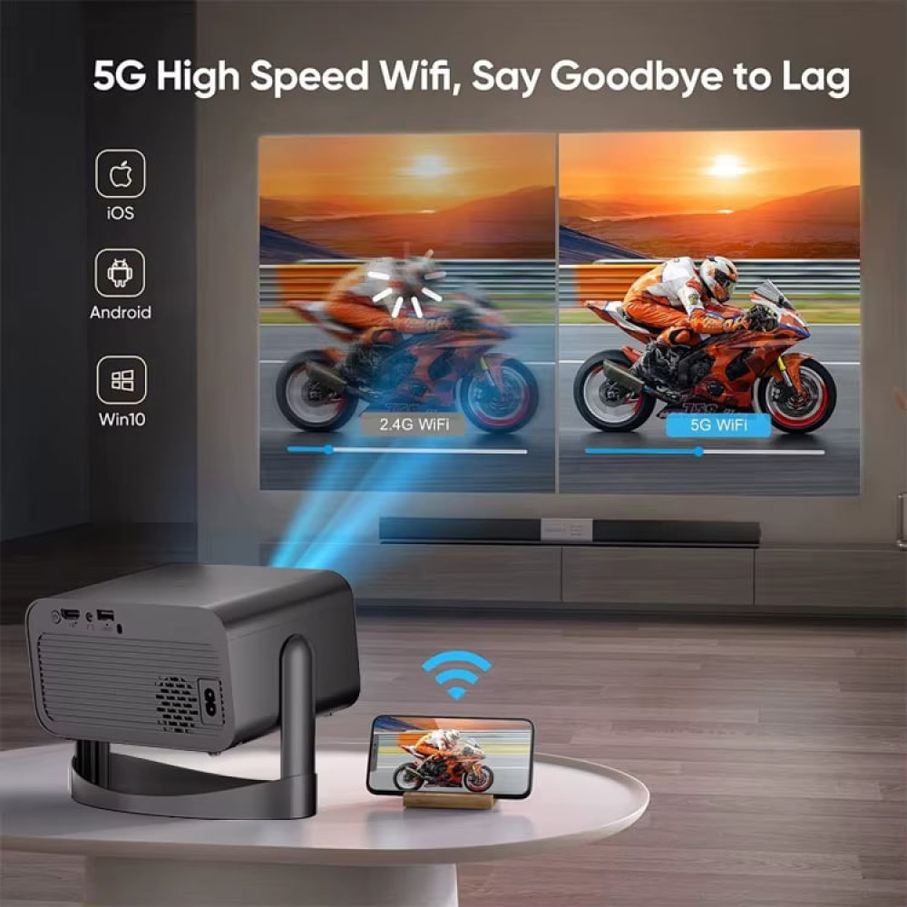 Проектор V8 (Android 11, 240 lumen, Bluetooth+WiFі, 1920*1080P)