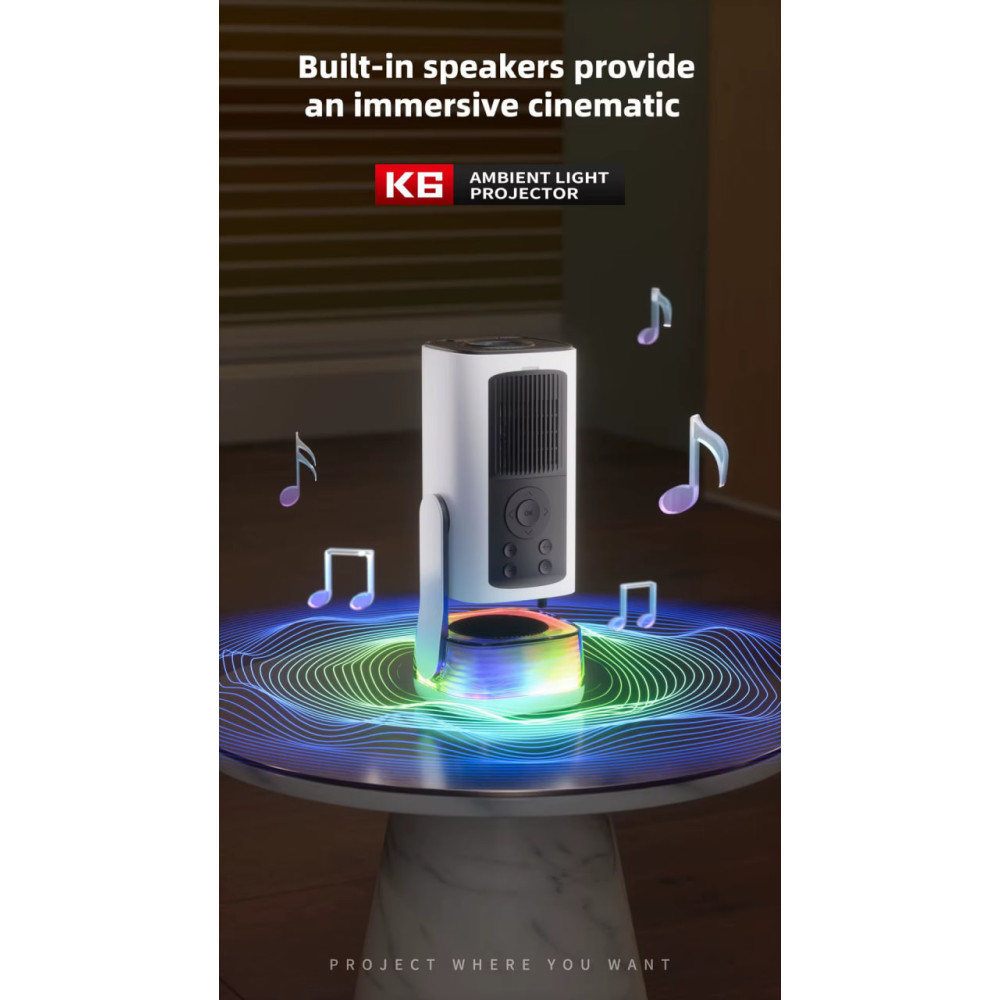 Проектор K6-KTV (Android 13, 4K, 500 Ansi, Bluetooth+WiFi, 1080P)
