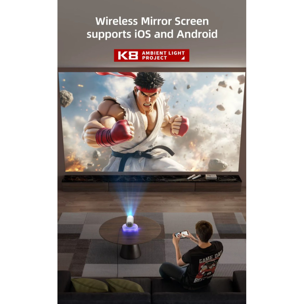 Проектор K8-KTV (Android 13, 4K, 500 Ansi, Bluetooth+WiFi, 1080P)